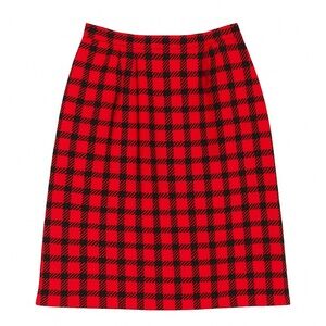 CARLISLE Women’s Plaid Red Wool Skirt Size 12 Christmas Holiday Festive Winter
